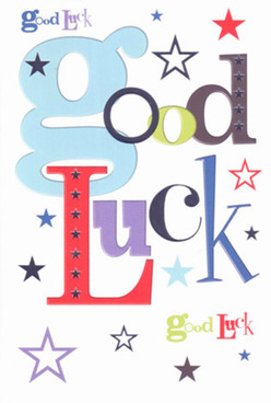 Brimming with confident optimism, this good luck card makes a statement worthy of Millbank's creative and energetic rhythms. The oversized, sky-blue 'g' commands attention, perfectly complemented by strong reds and rich purples that infuse the card with both gravity and delight. The pristine white background shimmers with scattered stars-inky navy, gentle indigo, light sky-blue, and soft lavender-like a constellation glimpsed above the Thames. The varied fonts and energetic colour palette are carefully balanced, turning simple words into an emotional tapestry of anticipation and support. Running your hand along the card reveals a smooth, high-quality finish, as inviting as a newly unwrapped bouquet from a Millbank florist. Perfect for life's big transitions-a new flat on Regency Street, a promotion in Westminster, or a milestone by Tate Britain-this card delivers not only good luck, but a sincere message of belief and encouragement, rooted in Millbank's tradition of nurturing dreams.